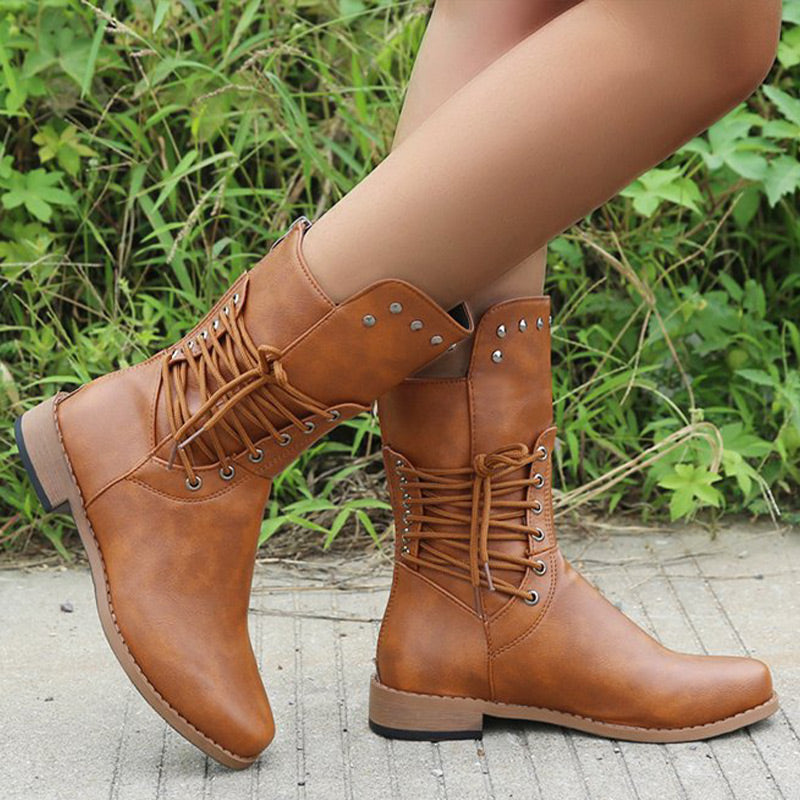 Classic Lace-Up Leather Boots