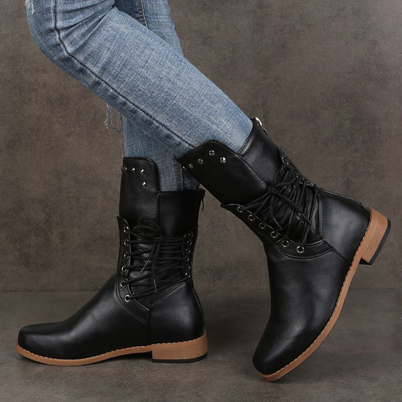 Classic Lace-Up Leather Boots