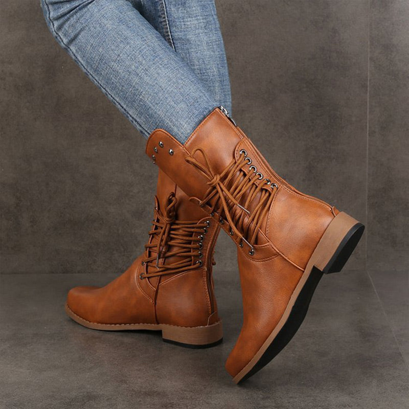 Classic Lace-Up Leather Boots